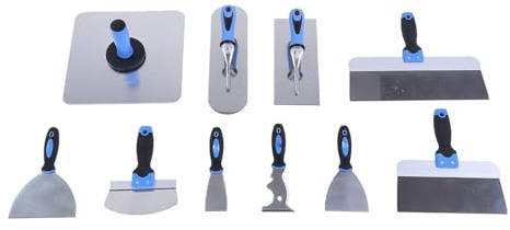 Leftwei Set di Cazzuole per Cemento, Utensile Manuale per Muratura da 11 Pezzi, Vassoio Raschietto per Spatola in Acciaio Inossidabile con Borsa per Attrezzi, Ideale per Rifinire Muratura