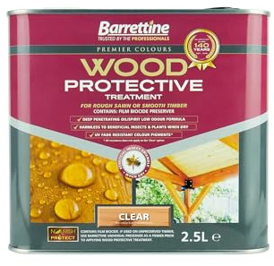 Barrettine Wood Protective Treatment (Clear, 2.5L) - Ideal Treatment for Outdoor Treated Timber Structures. Wood Protector Oil with Water Repellent Qualities. UV & Fade Resistant.