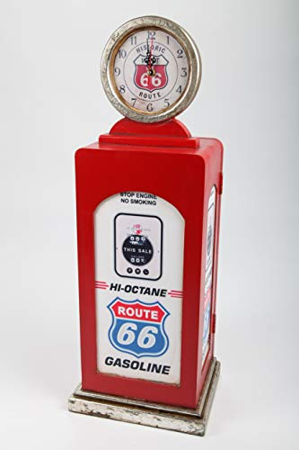 point home Design-Lampe Zapfsäule, LED Standleuchte mit Uhr, rot, 70cm