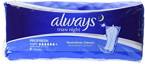 Always Maxi Profresh Night Binden Ohne Flügel, 5er Pack (5 x 9 Stück)