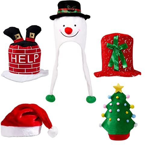 THE TWIDDLERS - 5 Weihnachtsmütze Party Hütes für Kinder und Erwachsene - Weihnachtsmützen Erwachsene & Kinder, Nikolausmütze, Neuheit Party Hüte, Weihnachtsmützen Foto Requisiten Party Zubehör