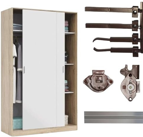 SISTEMA ferramenta PORTA SCORREVOLE per 1 o 2 ante PESO MAX ANTA 55KG opzione SOFT (1 Anta, Senza Chiusura Ammortizzata)