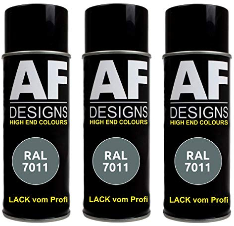 Alex Flittner Designs 3X Ral Pintura en Espray Pintura Coche Laca Colorida Lata de Aerosol RAL7011 Gris Hierro Mate