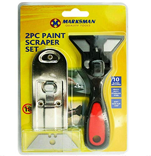 Marksman Steel Paint Scraper Set Varnish Heavy-Duty Window Edge Soft Grip Painting Wall Decorators Cleaning Removing Tools Stovetop, Subfloor, Wallpapers, Sticker DIY UK Free P&P
