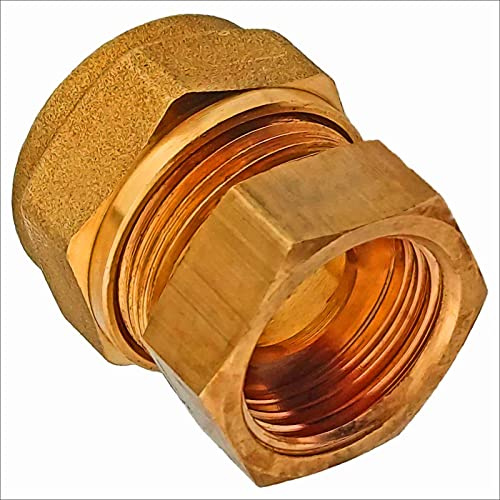 MegaHaustechnik Übergang flachdichtend mit Dichtung 22x1/2“ mit 1/2 Zoll Innengewinde IG für Kupferrohr Außendurchmesser 22mm Schraubfitting Klemmringverschraubung aus Messing Trinkwasser geeignet