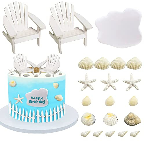Beach Cake Topper Wedding Cake Topper Wooden Adirondack Miniature Beach Chair Mini Doll Furniture Top Decoration for Dollhouse Wedding Anniversary Beach Theme Cake Decoration