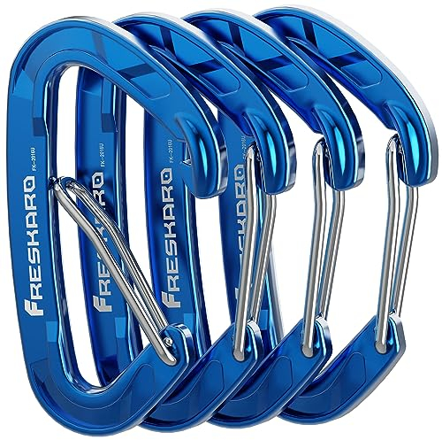 FresKaro Karabiner Haken-Karabinerhaken, Karabina mit Feder, Schlüsselanhänger, Zubehör, Federschnapper, 15kN, für Schlüssel, Camping, Angeln, Nicht zum Klettern, 8cm, Farbige Carabiner, Blau