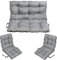 SuperKissen24. Cojín Poliéster para Banco Exterior 100x50x60 + 2X 48x96 cm Asiento Cómodo e Impermeable para Bancos y Columpios de Jardín, Terraza - Gris