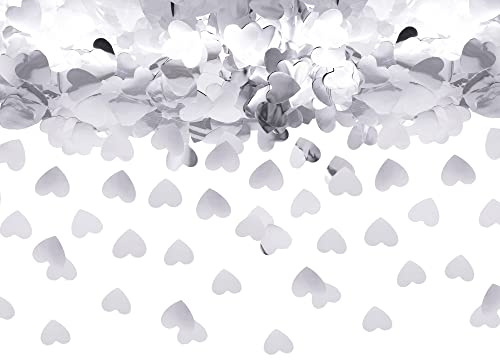 Cavore Herzkonfetti silber, 2,5cm, 30g, 1500 Konfetti Herzen – Tischdeko für Hochzeit, Verlobung, Valentinstag, Babyparty, Geburtstag, Taufe