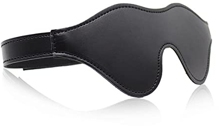 Augenmaske SM Sex Kunstleder Erotik Augenbinde mit Klettverschluss Einstellbar Bequem Blickdicht Schlafmaske Erotik Erwachsene Bondage Fetisch Sex Toys für Paare Liebhaber (Schwarz)