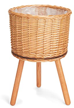 Paco Home Blumentopf Übertopf Natur Rattan Set mit Folieneinsatz Pflanzentopf Auslaufsicher Groß für Zimmerpflanzen, Farbe:Natur, Sets:2pcs Set/Design 6