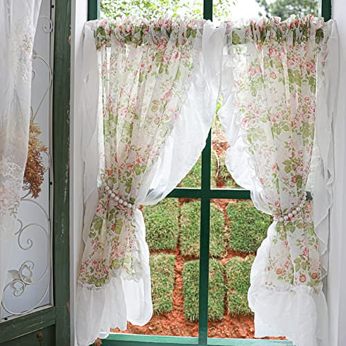 MANQILE Blumenvorhänge für Wohnzimmer, Schlafzimmer, Küche, Tüllvorhänge, Fensterdekoration