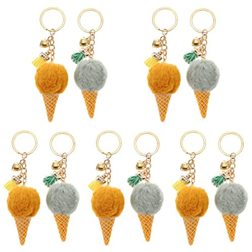 INPETS 4 Stück Pompons Katze Pompons Schlüsselanhänger Tier Pom Pom Schlüsselanhänger Ball Plüsch Schlüsselanhänger Schlüsselanhänger Eiscreme (Color : Assorted Color Bx2pcs, Size : 7X4X4CMx4pcs)