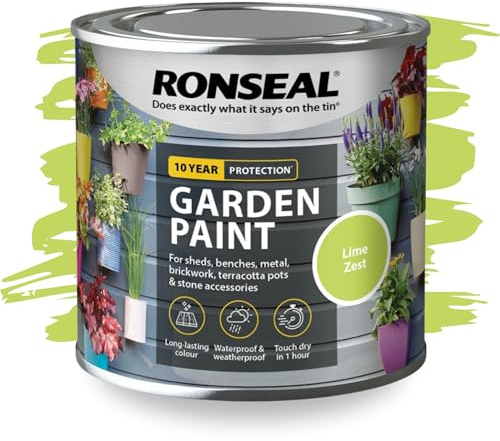 SAVING HUB Garden Paint 250ml – Exterior Multi-Surface Paint for Wood, Fence, Brick, Metal, Stone & Terracotta – Waterproof Weather Resistant Matt Finish for Sheds, Garden & Outdoor Use (Lime Zest)