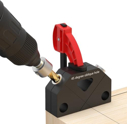 Multi-Angle Drill Locator, 45 Degree Pocket Hole Jig Kit Woodworking Oblique Hole Locator Drill Guide Punch for DIY, Drilling Holes, Making Joints of Boards (9.5mm set)