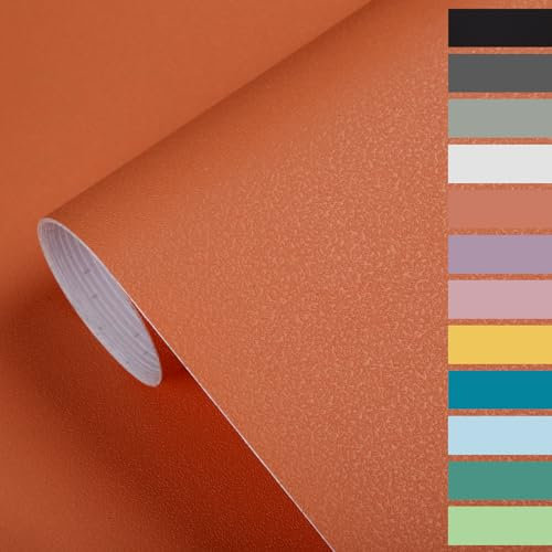Sparklenut Papier peint autocollant, autocollants pour meubles, papier peint à décoller et à coller, papier peint pour portes murales, salon, chambre à coucher, 40 cm x 10 m (orange vif)
