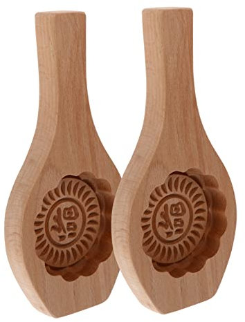 PRETYZOOM Moon Cake Molds Hand Pressed Wooden Baking Molds for Home Bakery 2pcs Moon-Cake Baking Tools for Mid Autumn Festival Dessert Making