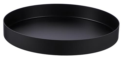 RORPOIR Plateau Rond Noir Acier Inoxydable Plateau De Service à Thé De Rangement