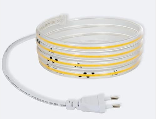 Striscia Led Cob 220V per esterno 15W metro senza trasformatore adesiva super flessibile luce continua IP67 luce calda naturale fredda (4000K Natura, 50 metri)