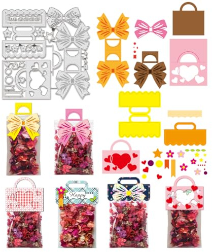 BENECREAT Geschenktüten-Schneidschablonen, Ellipse Halbkreisrahmen Zum Aufhängen Griff Metallschablonen Schleifenherz Dekorative Prägeschablonen Für Scrapbooking, Karten Dekorative