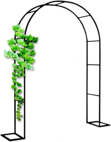 WCQSYY Arco da Giardino in Metallo,Arco per Rose per Piante Rampicanti,Resistente Padiglione da Giardino,Traliccio,Pergolati alle Intemperie E Autoportante,con Base,Facile da Montare,Nero,W2.4M*H2.2M