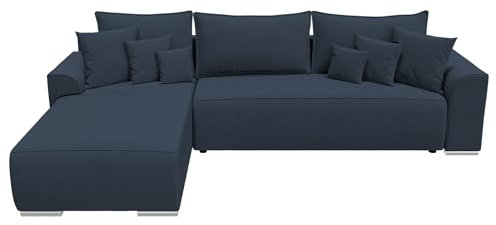 BROMARKT Ecksofa mit Schlaffunktion Couch Schlafsofa mit Bettkasten L Form Sofa für Wohnzimmer Wohnlandschaft dreisitzer 280x184x85 cm Eckcouch für Wohnzimmer Sydney Marine