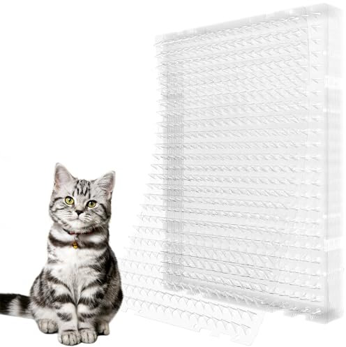 Kyrieval 42 x 32 cm Cat Repellent Mat for Indoor and Outdoor Use Cat Deterrent Garden, Cat Scat Mat for Garden (Pack of 12)