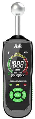 JUCHRZEY Misuratore di umidità digitale for legno Allarme Misuratore di umidità non invasivo Schermo LCD retroilluminato Tester di umidità Profondità 5-40 mm for pareti Legna da ardere Muro