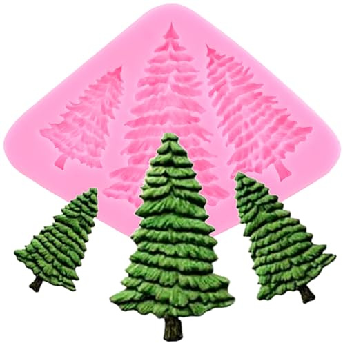 XMOLDNMS Moule en silicone en forme de sapin de Noël pour décoration de gâteau de Noël, fête d'anniversaire, pâte à sucre, pâte à sucre, argile polymère
