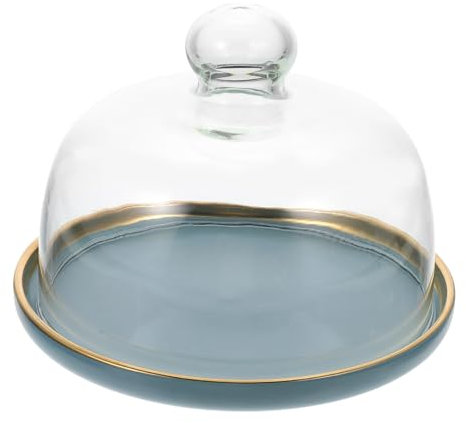 Alipis Decorative Cake Tray Food Storage Plate Glass Dome Lid for Cake Snack Fruit Storage Tray Airtight Container