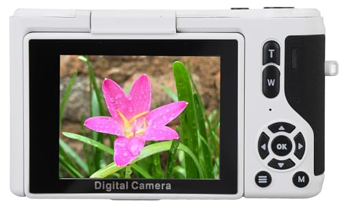 Digital Mirrorless Camera, 64MP 4K Auto Focus 16x Zoom Selfie Video Flash, Beauty Filters, 180° Flip Screen, ABS Material (White)