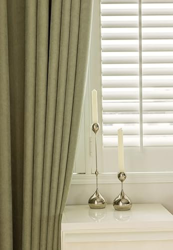 Tolldek 2pcs Set Ösenschal 2er Set Blickdicht, Vorhänge für Mädchen Jacquard Einfarbig, Chenille Ösen Verdunkelungsvorhang Extra Breit für Wohnzimmer Schlafzimmer, B 132 x H 115cm, Grün