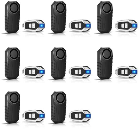 NineLeaf 113db Bicycle Alarm, Bike Alarms for Ebikes, Bicycle Alarm System Anti Theft, IP65 Waterproof, 7 Levels of Sensitivity, Easy Installation, for Bicycles, Electric Bicycles, Motorcycle, 8PK