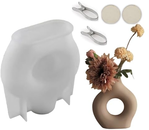 Vase Silikonform, Gießformen Blumenvasen, Handgefertigte Silikonform, DIY Vases Resin Formen, Blumenvasen Silikonformen für DIY Home Dekor (Weiß/Groß)