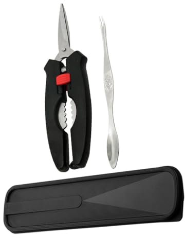 LAPYAPPE Ensemble D'ustensiles pour Fruits De Mer 3 Pièces, Pinces Et Fourchettes en Métal, Boîte De Rangement, Outils pour Manger Le Crabe, Kit Dégustation Fruit De Mer à La Maison