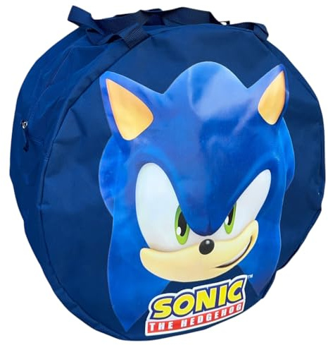 CARTOON Bolsa para juguetes 50 x 32 cm bolsa de playa grande redonda con asas y cierre cremallera shopper bolso de hombro, Sonic, Borsa