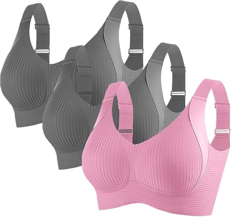 Cocila Love+able Confezione Da 3 Reggiseni Sportivo Da Donna di Grandi Con Traspirante Cuciture Reggiseno Sottile Estivo Senza Ferretto Schiena Scoperta Tezenis Morbido Di Base per Grandi Taglie Forti