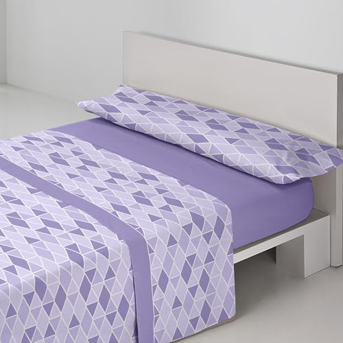 Sedalinne - Juego de Sabanas Termicas Sena 3 Piezas - Cama 105x190 cm - Tejido Térmico Pirineo Suave - Incluye Bajera Ajustable, Encimera y Funda de Almohada - Sábanas de Invierno - Morado