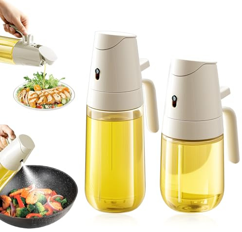 GALOZZOIT 2-In-1 Ölsprüher Öl Sprühflasche 500 ml und 300 ml mit Auslaufsicheren Verschlüssen, Perfekt Zum Sprühen Speiseölen, Spülmaschinenfest und Geschmacksneutral