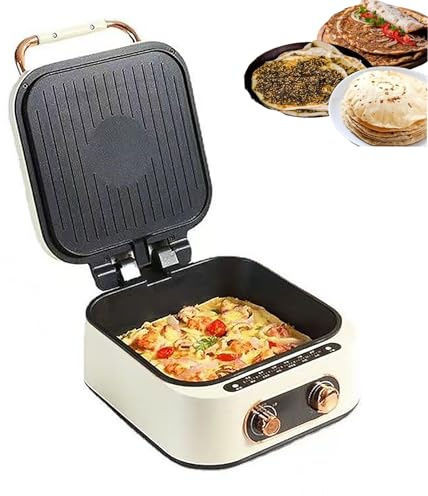 GYKOZY Padella Multifunzionale per Pancake per Uso Domestico, Forno per Pizza a Doppio Lato, Macchina per Pizza Profonda con Temperatura Regolabile e Spegnimento Automatico (White)