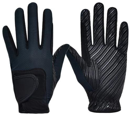 Kronabelle Gants d'équitation pour filles - Dos en nylon respirant - Paume antidérapante - Fermeture réglable pour un ajustement sûr