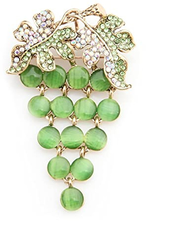 Dam Broscher Dam Mode Accessoarer Grön vindruva Brosch Dam Legering Rhinestone Fruktfest Brosch Kofta Jacka Kappa Brosch Brosch Pin