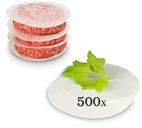Belmalia 500 Blatt Burgerpapier Backpapier Patty Paper für Perfekte Burger, Hamburger, Cheeseburger, Frikadellen, Patties, Presse, Grill, Antihaftbeschichtet, Fettdicht, Ø 11 cm