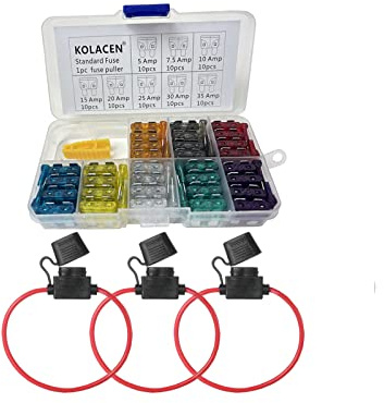 KOLACEN Bilbil normal standard bladtyp säkring blandade kit 81 delar + 3 delar inbyggd 14 mätare standardsäkringshållare