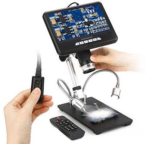 Andonstar Digitalmikroskop AD207 mit 7-Zoll-LCD-Display, USB-Elektronik-Mikroskopkamera für Leiterplattenreparatur, Löten