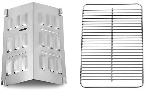 DELSbbq 80631 Edelstahl Grillrost und 9201 Edelstahl Flavorizer Bar, Grillrost für Weber Gas und Holzkohle Go-Anywhere Grill, Flavorizer Bar für Weber Gas Go-Anywhere Grill