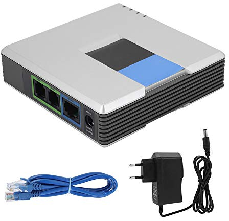 Cuifati Gateway VoIP, Adattatore telefonico Internet Voice-Over-IP a 2 Porte, con Cavo di Rete, per PAP2T, Supporto protocollo Sip V2(Me)