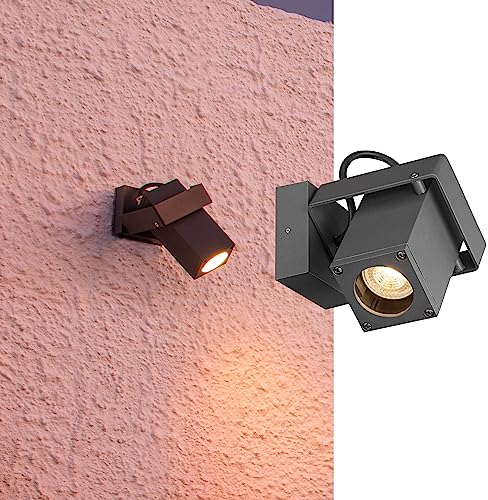SLV luminaria de superficie de pared y techo THEO BRACKET CW/Iluminación para paredes, caminos, entradas, foco led de exterior, proyector de techo / GU10 IP65 7 W antracita