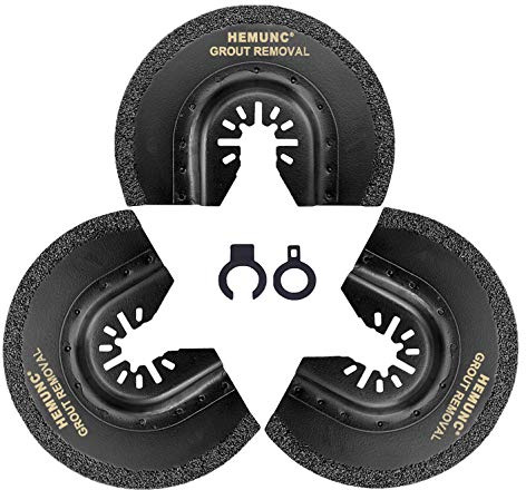 HEMUNC 3pcs Oscillating Tool Blades for Grout Removal Tile Mortar Concrete Masonry 1/16