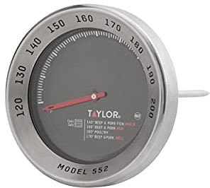 Taylor Pro Series Leave in Meat Thermometer, Temperature Monitoring: 120F to 200F, Black